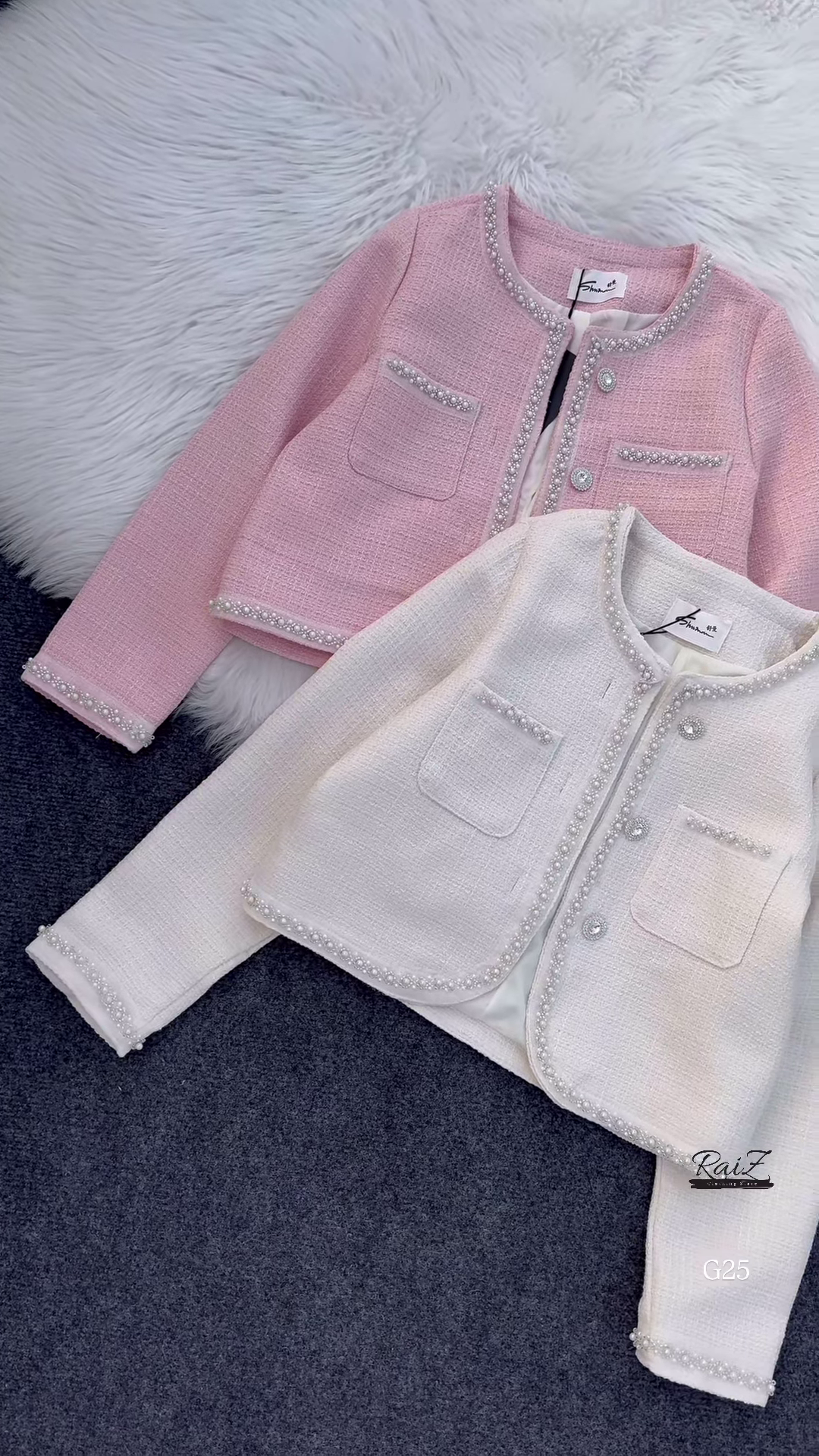 Pearl Trimmed Tweed Cropped Jacket – Luxe Parisian Chic for Every Occasion ✨💖