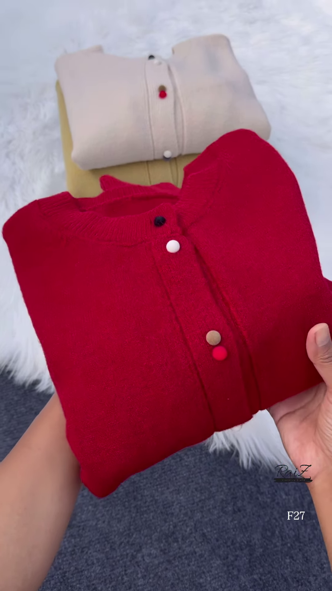 Colorful Buttoned Sweater Collection 🧶 Available in Red, Beige, Yellow, Gray & Black