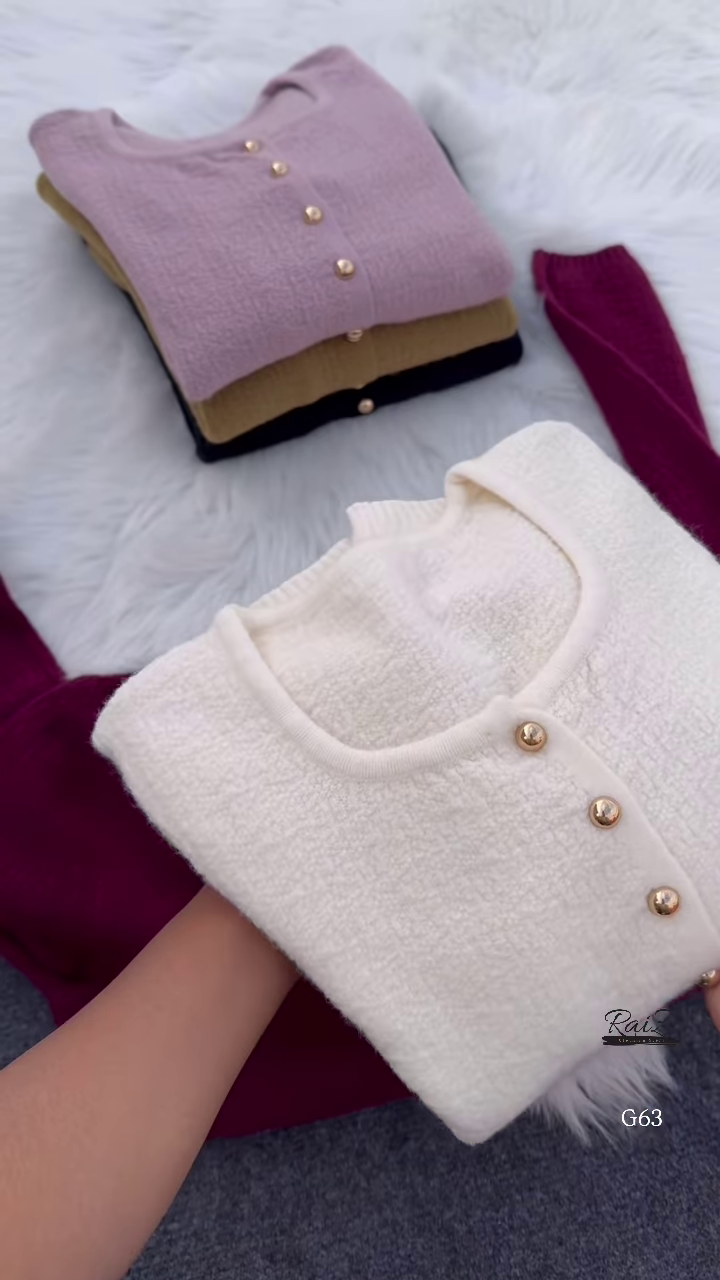 Classic Buttoned Knit Cardigans 🧶 Available in Mustard, Black, Burgundy, Lavender & White - Image 4