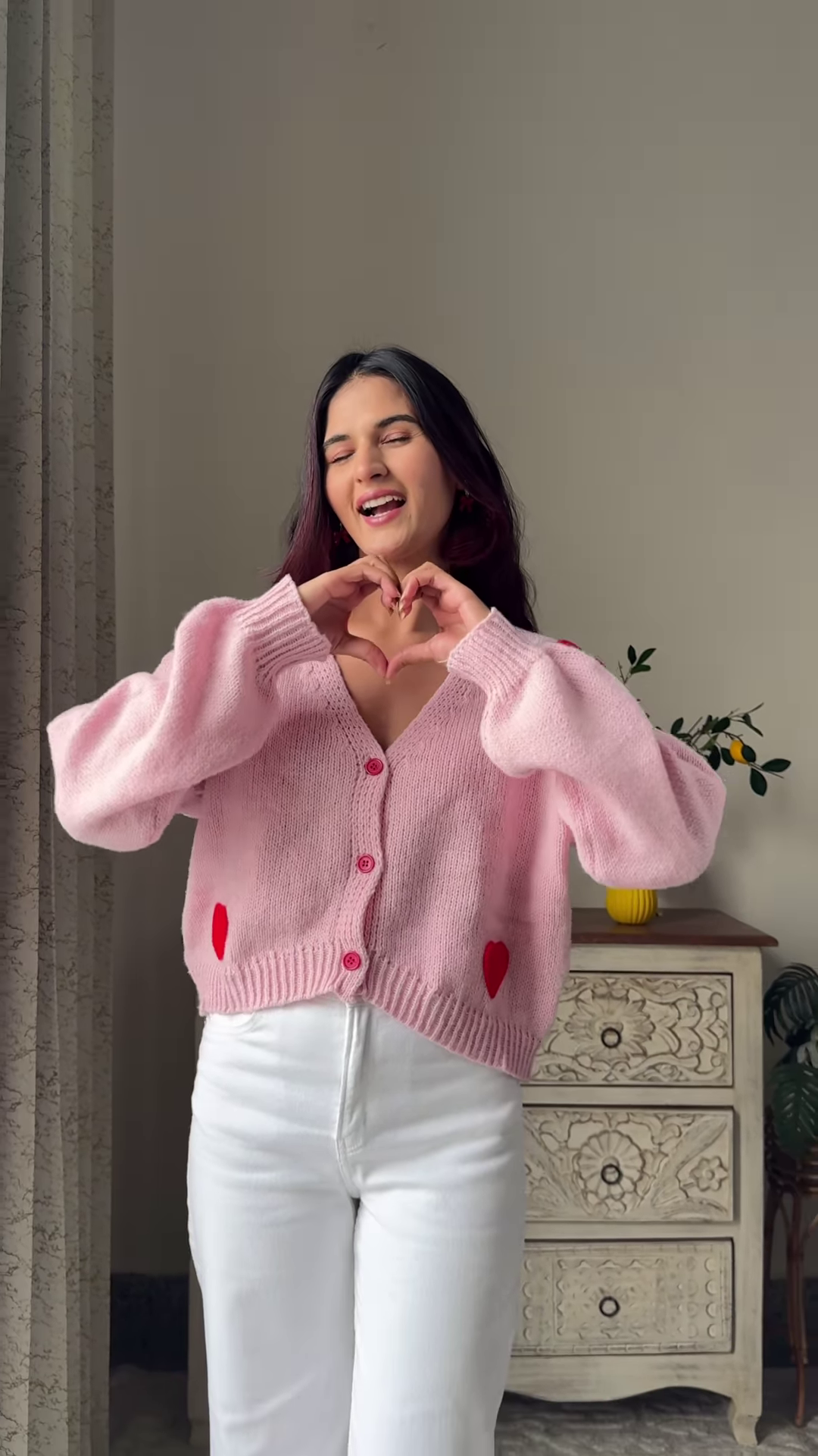 Heart & Ribbon Knitwear Collection 🧶💗 With Embroidery & Bow Accents – Pink & Cream Variants - Image 2