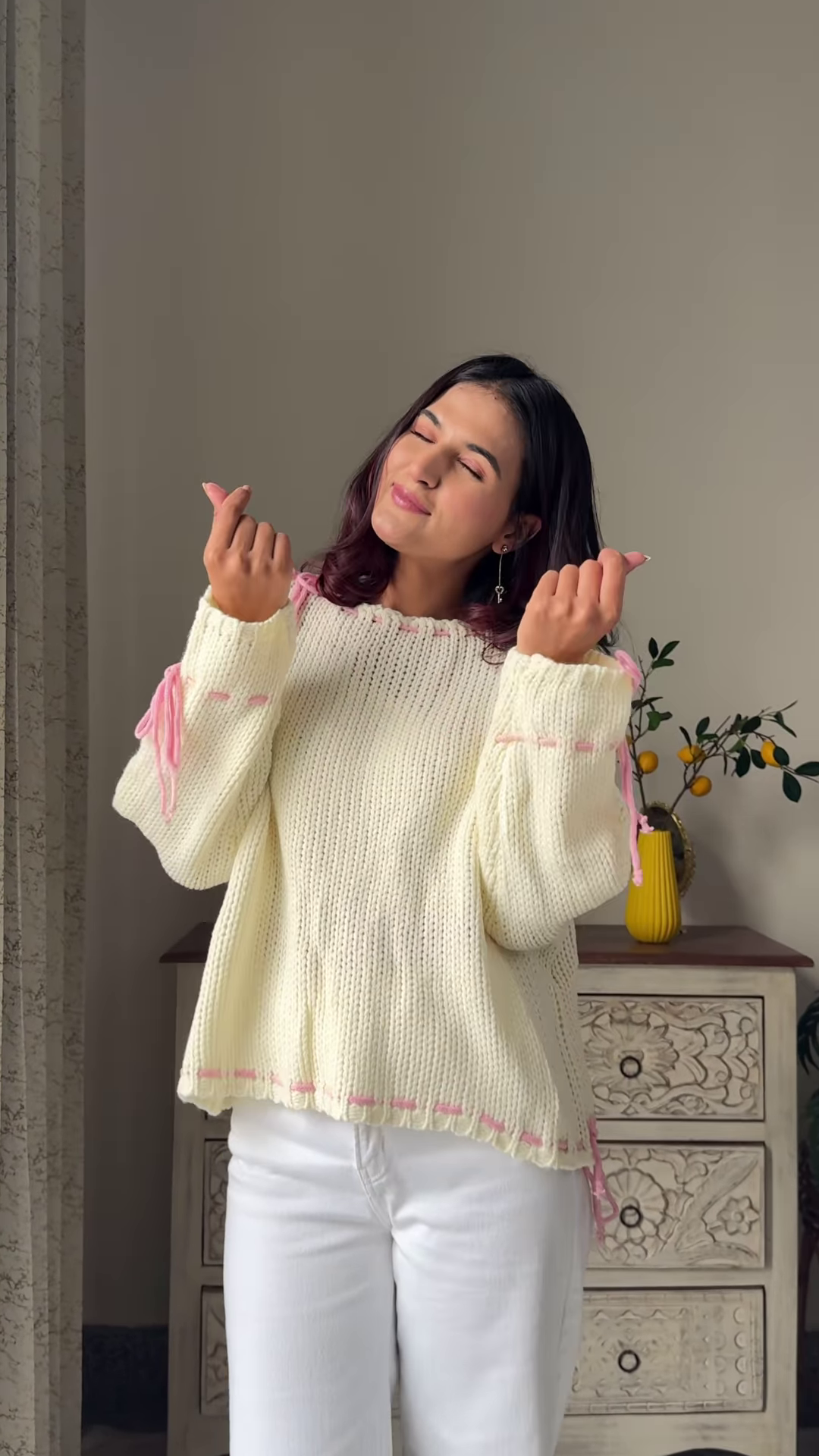 Heart & Ribbon Knitwear Collection 🧶💗 With Embroidery & Bow Accents – Pink & Cream Variants - Image 6