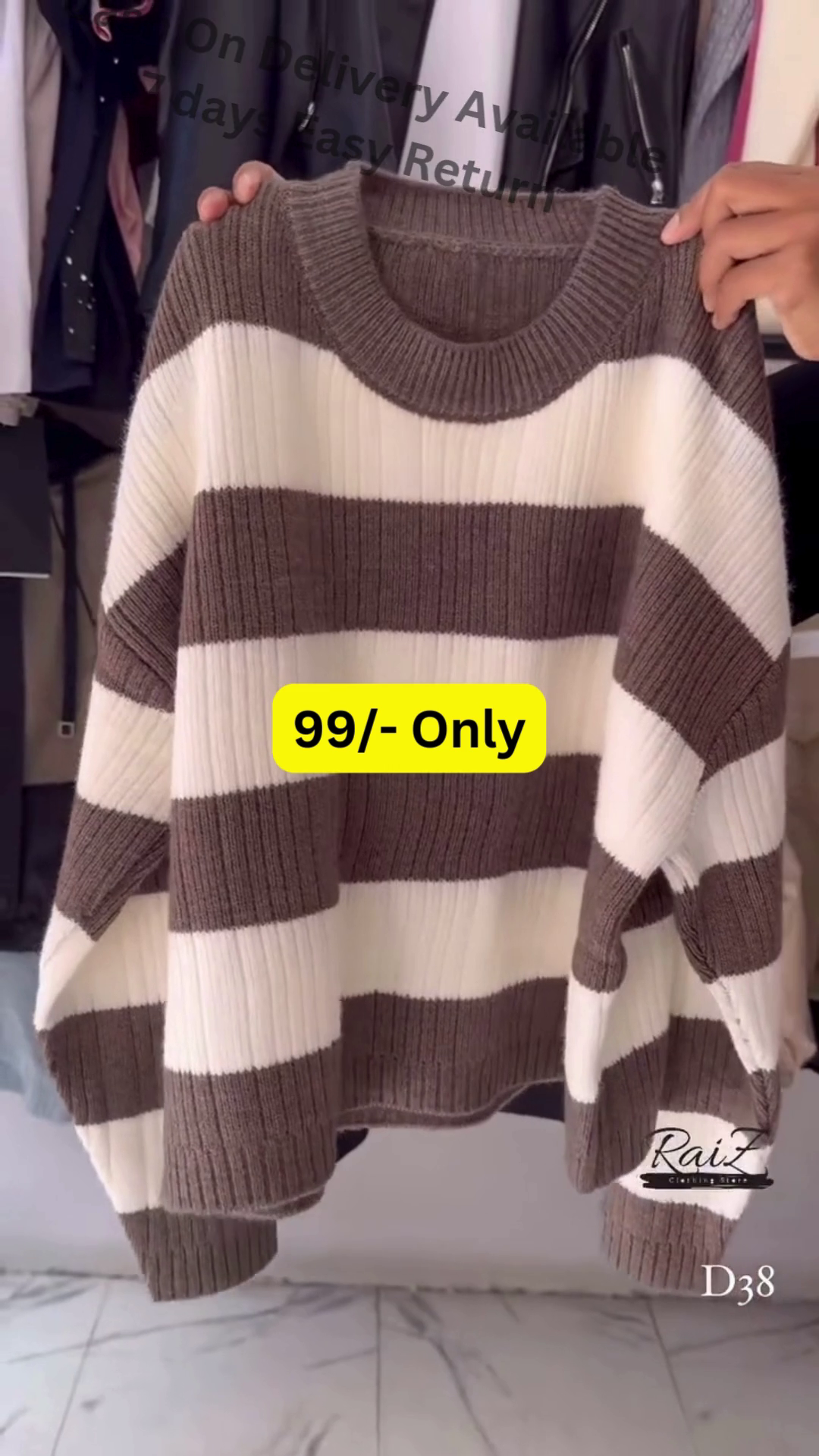 Multi-Color Striped Sweaters 🧶🧥 – Soft Knitwear in Brown, Gray, Black, Pink & Yellow Variants - Image 4