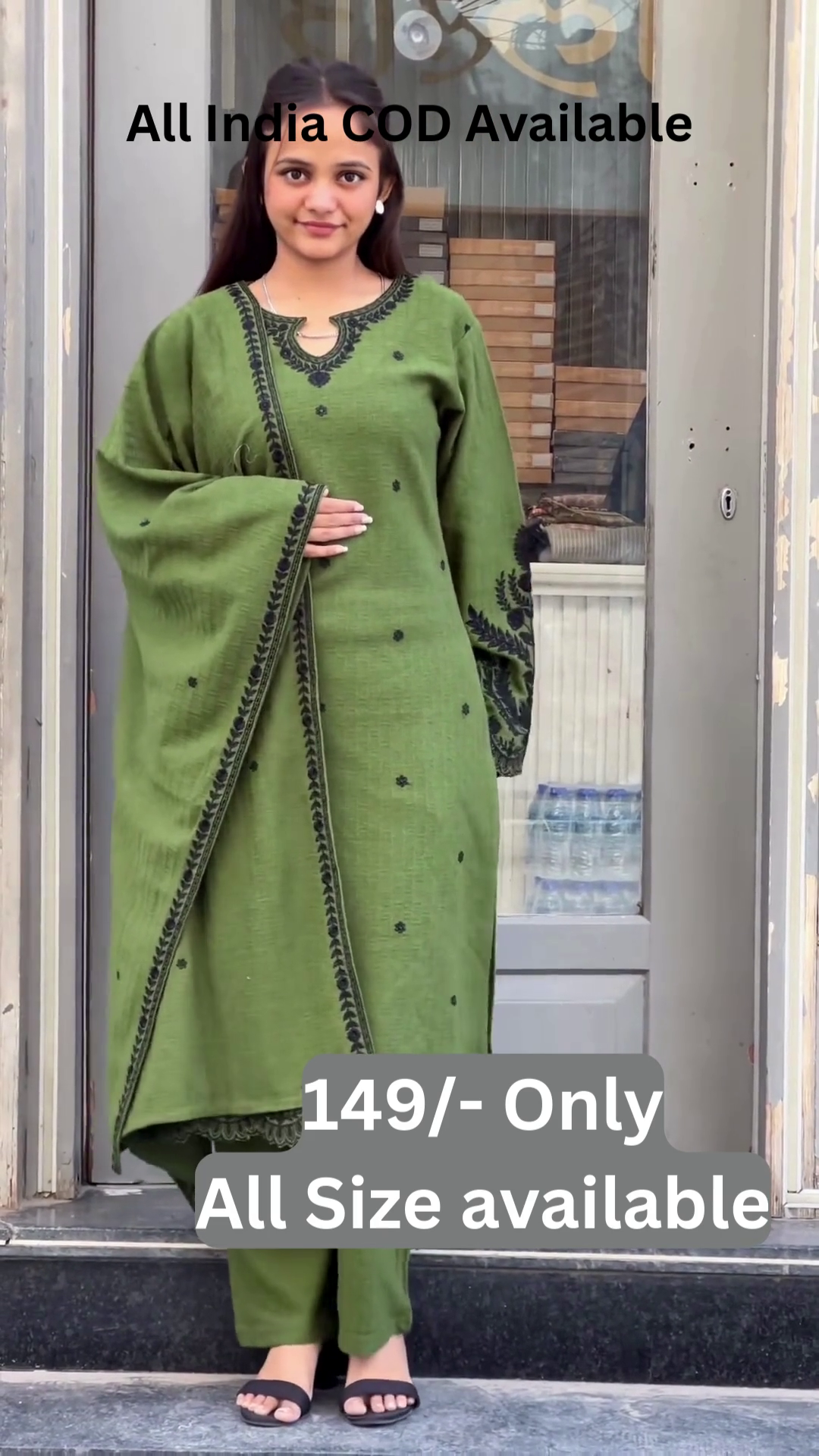 Elegant Olive Ethnic Suit Set with Embroidered Dupatta 🌿✨ - Image 2