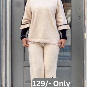 Cozy Chic Contrast-Trim Knit Co‑Ord Set 🤍✨